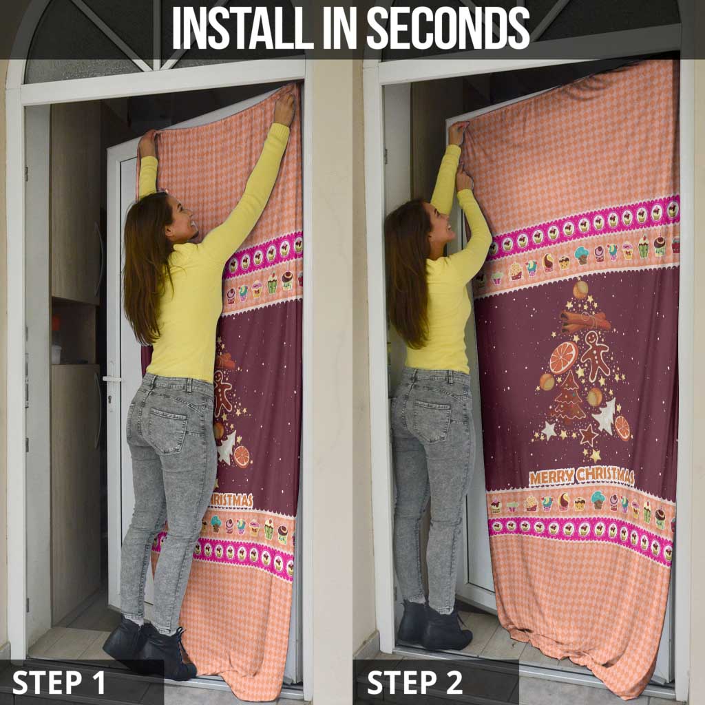 Christmas Cookie Door Cover with Gingerbread Tree Candy Ornaments and Sweet Treat Pattern - Wonder Print Shop