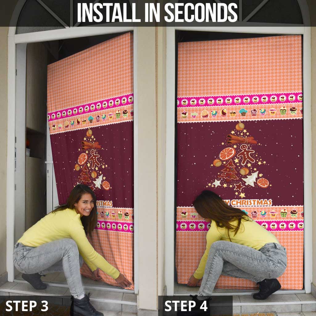 Christmas Cookie Door Cover with Gingerbread Tree Candy Ornaments and Sweet Treat Pattern - Wonder Print Shop