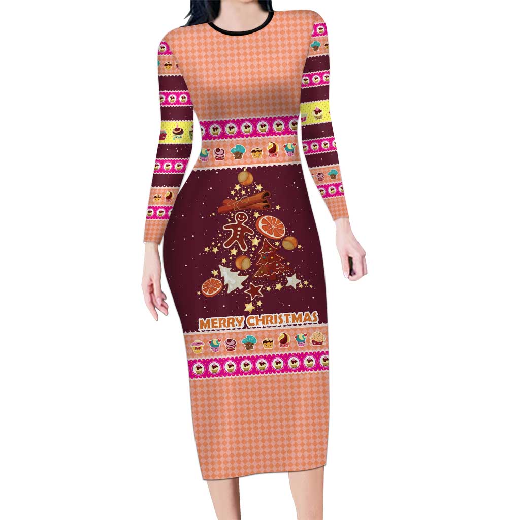 Christmas Cookie Family Matching Long Sleeve Bodycon Dress and Hawaiian Shirt with Gingerbread Tree Candy Ornaments and Sweet Treat Pattern - Wonder Print Shop