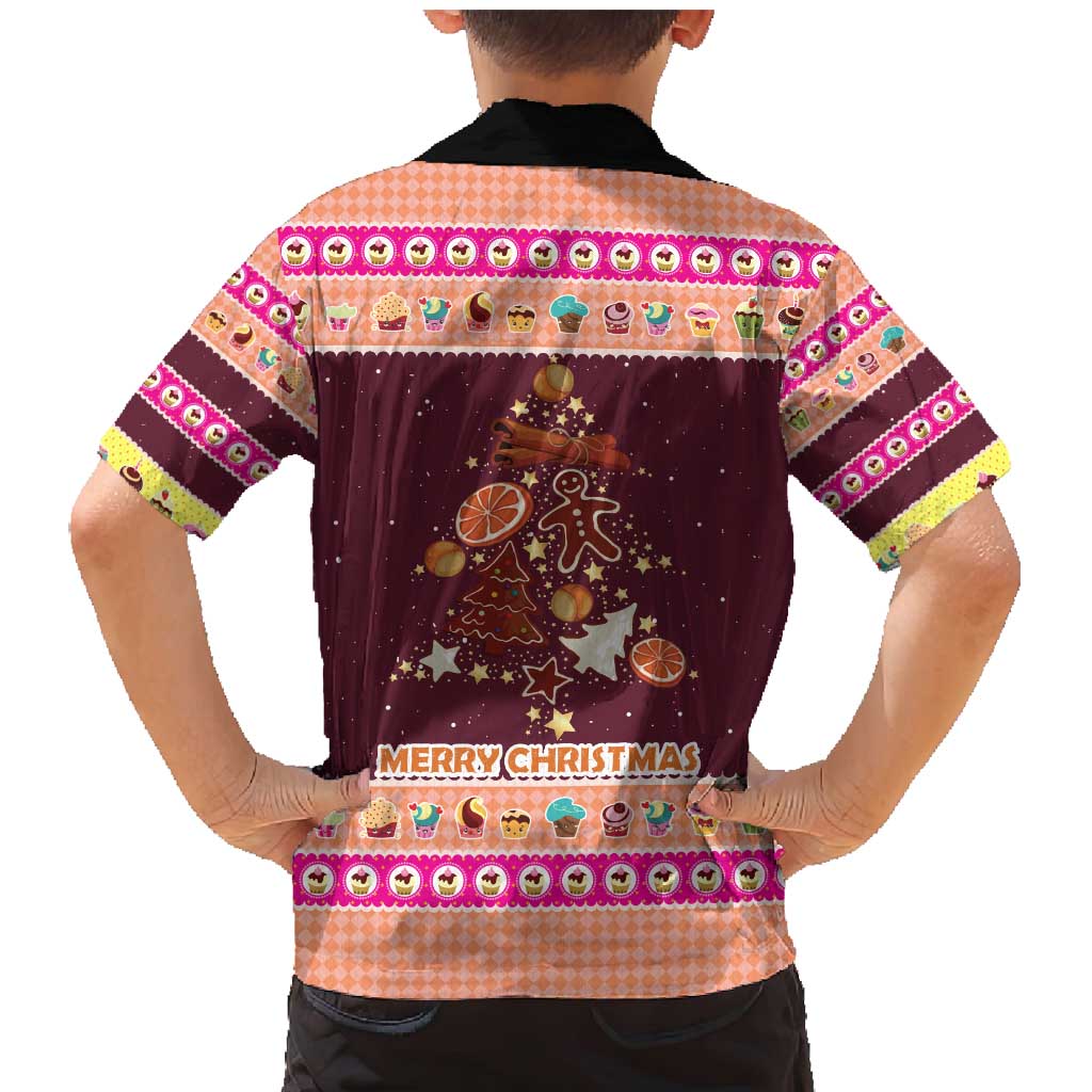 Christmas Cookie Family Matching Mermaid Dress and Hawaiian Shirt with Gingerbread Tree Candy Ornaments and Sweet Treat Pattern - Wonder Print Shop