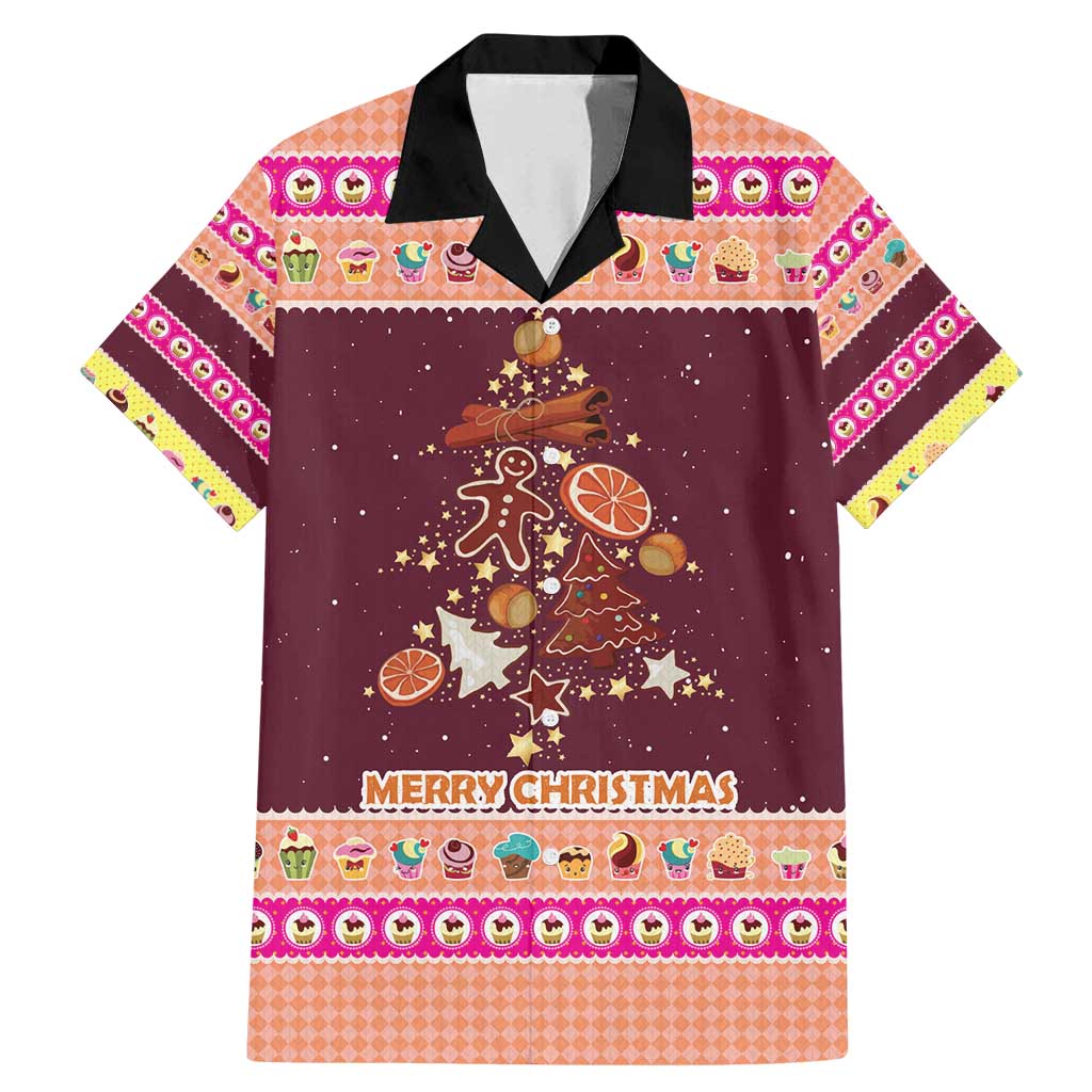 Christmas Cookie Family Matching Mermaid Dress and Hawaiian Shirt with Gingerbread Tree Candy Ornaments and Sweet Treat Pattern - Wonder Print Shop