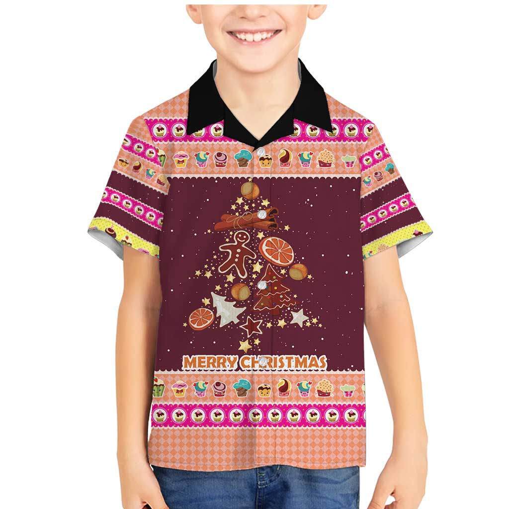 Christmas Cookie Family Matching Mermaid Dress and Hawaiian Shirt with Gingerbread Tree Candy Ornaments and Sweet Treat Pattern - Wonder Print Shop