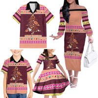 Christmas Cookie Family Matching Off The Shoulder Long Sleeve Dress and Hawaiian Shirt with Gingerbread Tree Candy Ornaments and Sweet Treat Pattern - Wonder Print Shop