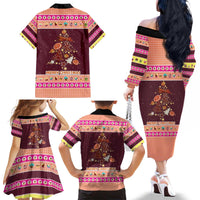 Christmas Cookie Family Matching Off The Shoulder Long Sleeve Dress and Hawaiian Shirt with Gingerbread Tree Candy Ornaments and Sweet Treat Pattern - Wonder Print Shop
