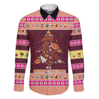 Christmas Cookie Family Matching Off The Shoulder Long Sleeve Dress and Hawaiian Shirt with Gingerbread Tree Candy Ornaments and Sweet Treat Pattern - Wonder Print Shop