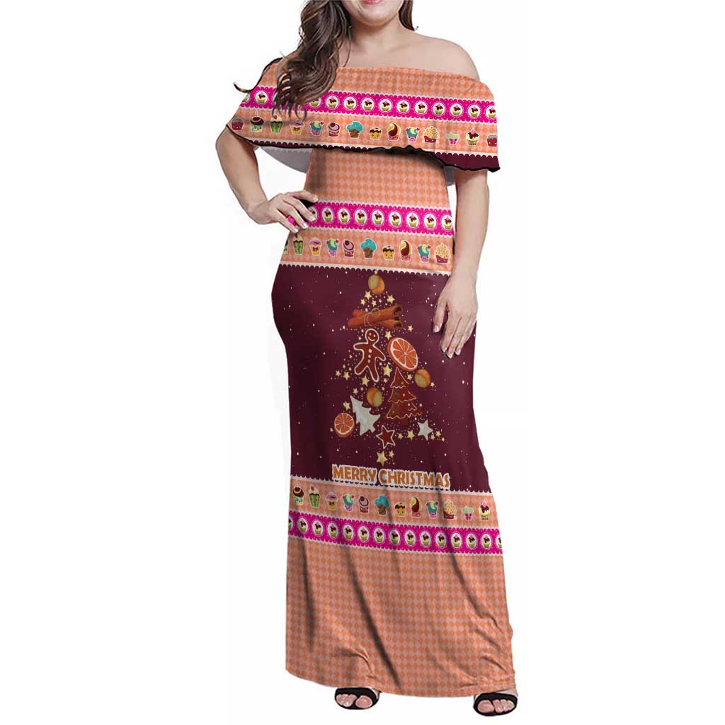 Christmas Cookie Family Matching Off Shoulder Maxi Dress and Hawaiian Shirt with Gingerbread Tree Candy Ornaments and Sweet Treat Pattern - Wonder Print Shop