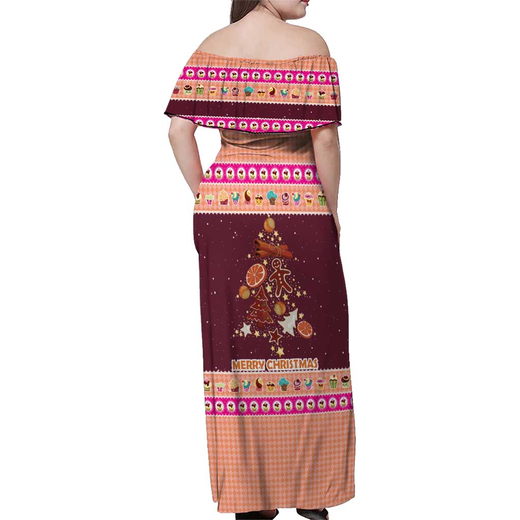 Christmas Cookie Family Matching Off Shoulder Maxi Dress and Hawaiian Shirt with Gingerbread Tree Candy Ornaments and Sweet Treat Pattern - Wonder Print Shop