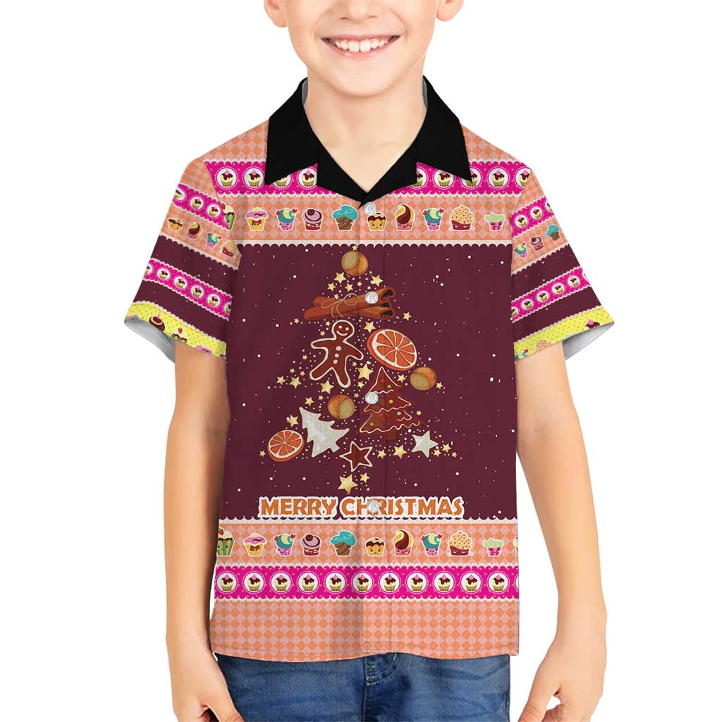 Christmas Cookie Family Matching Off Shoulder Short Dress and Hawaiian Shirt with Gingerbread Tree Candy Ornaments and Sweet Treat Pattern - Wonder Print Shop