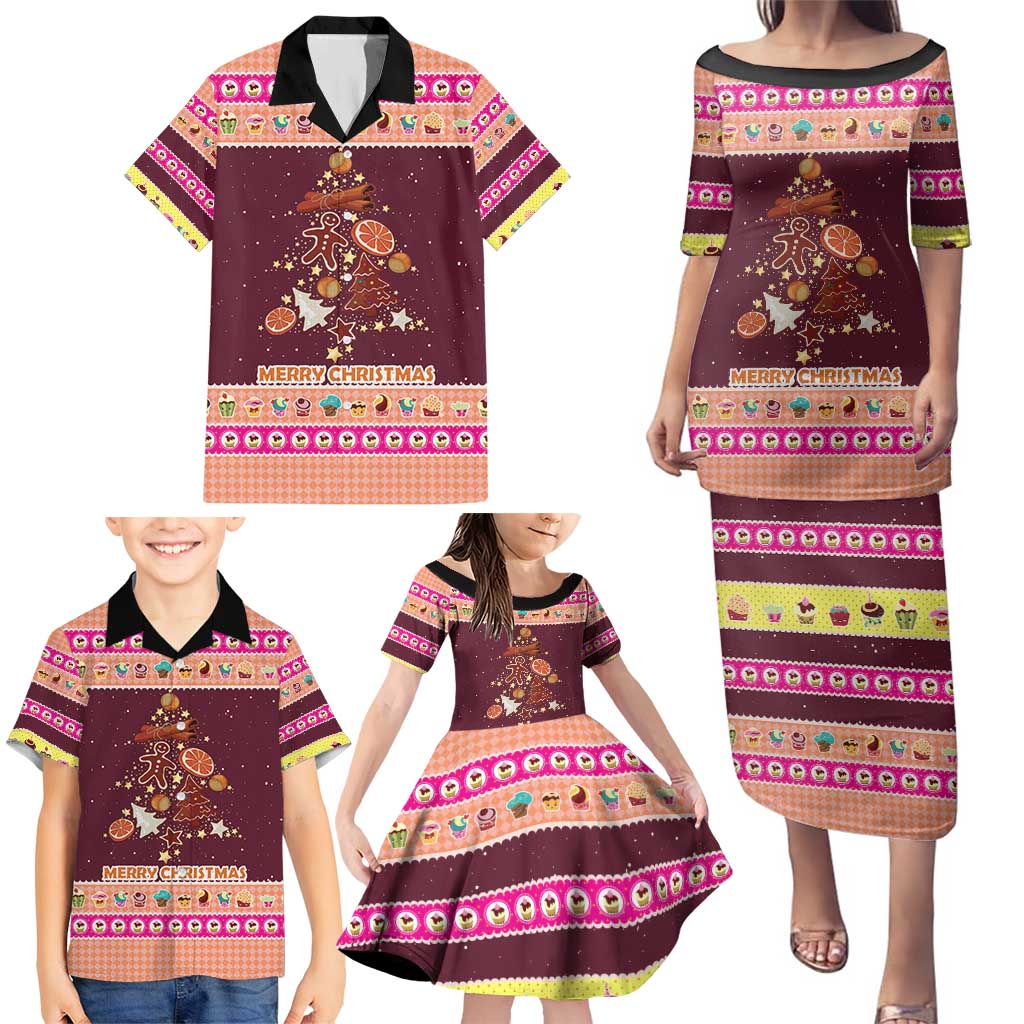 Christmas Cookie Family Matching Puletasi and Hawaiian Shirt with Gingerbread Tree Candy Ornaments and Sweet Treat Pattern - Wonder Print Shop