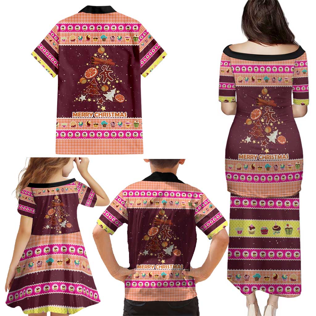 Christmas Cookie Family Matching Puletasi and Hawaiian Shirt with Gingerbread Tree Candy Ornaments and Sweet Treat Pattern - Wonder Print Shop