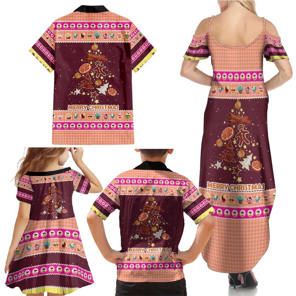 Christmas Cookie Family Matching Summer Maxi Dress and Hawaiian Shirt with Gingerbread Tree Candy Ornaments and Sweet Treat Pattern - Wonder Print Shop