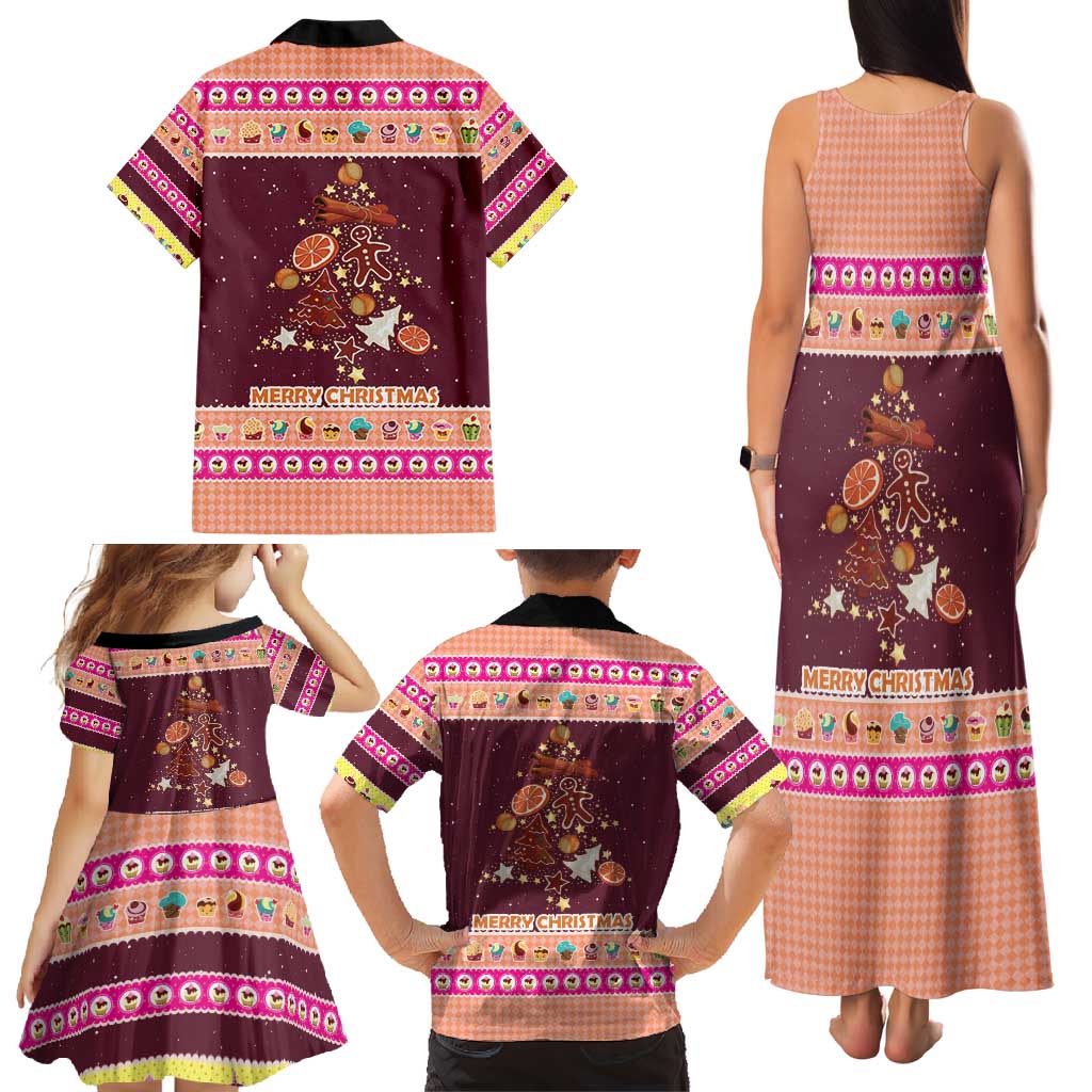 Christmas Cookie Family Matching Tank Maxi Dress and Hawaiian Shirt with Gingerbread Tree Candy Ornaments and Sweet Treat Pattern - Wonder Print Shop