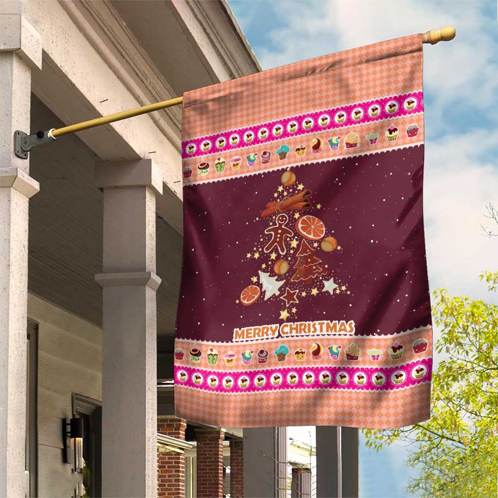 Christmas Cookie Garden Flag with Gingerbread Tree Candy Ornaments and Sweet Treat Pattern - Wonder Print Shop