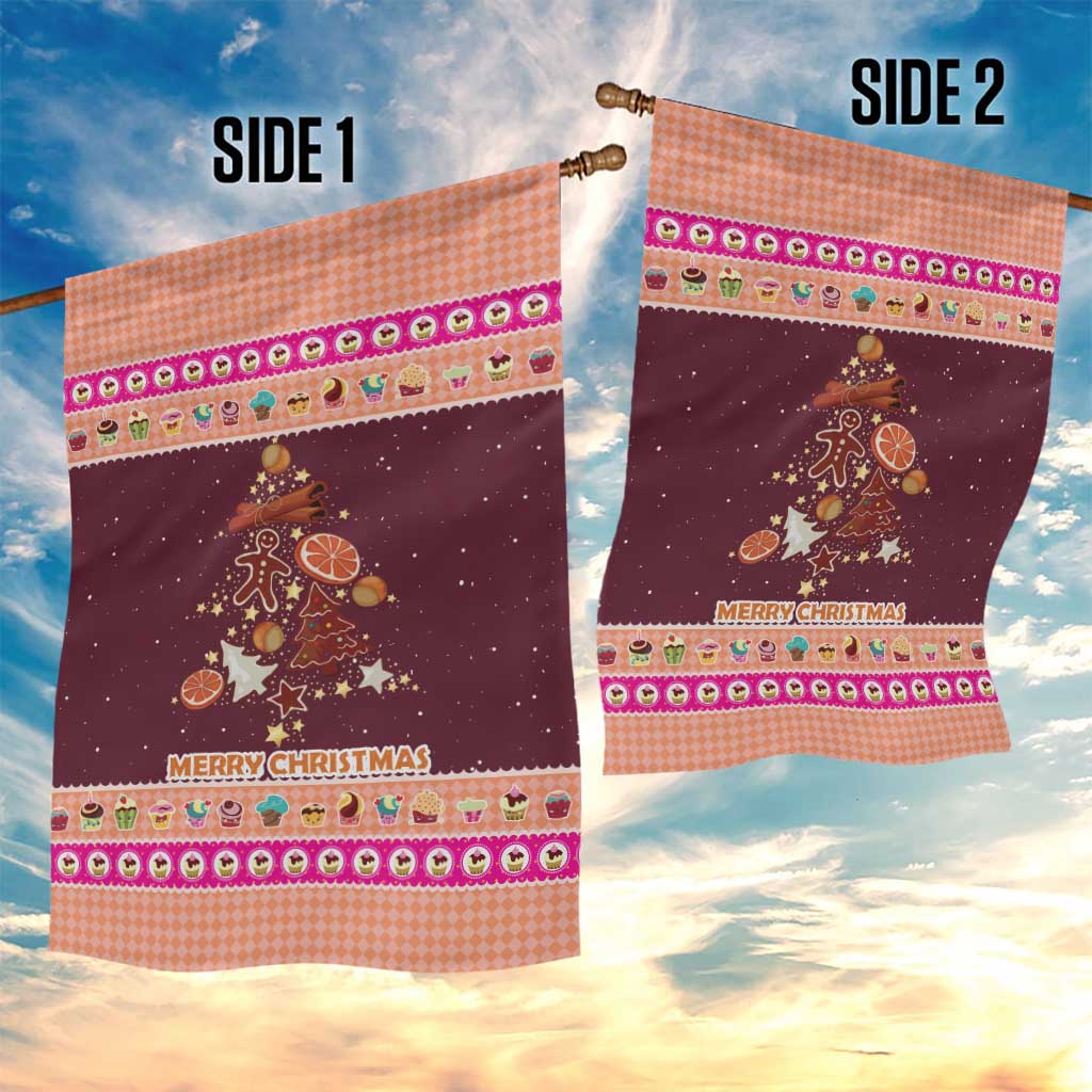 Christmas Cookie Garden Flag with Gingerbread Tree Candy Ornaments and Sweet Treat Pattern - Wonder Print Shop