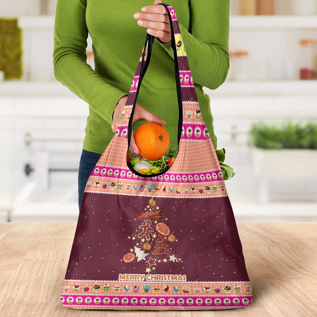 Christmas Cookie Grocery Bag with Gingerbread Tree Candy Ornaments and Sweet Treat Pattern - Wonder Print Shop