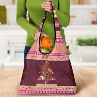 Christmas Cookie Grocery Bag with Gingerbread Tree Candy Ornaments and Sweet Treat Pattern - Wonder Print Shop