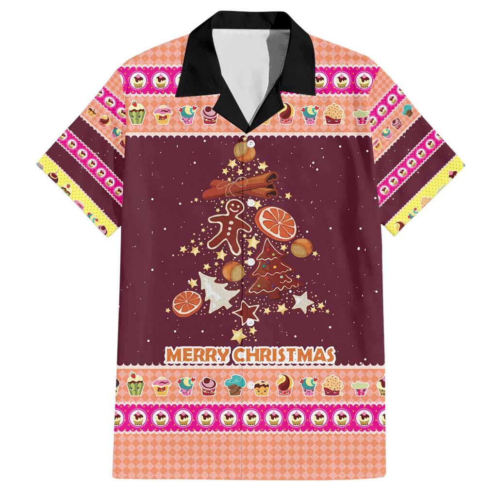 Christmas Cookie Hawaiian Shirt with Gingerbread Tree Candy Ornaments and Sweet Treat Pattern - Wonder Print Shop