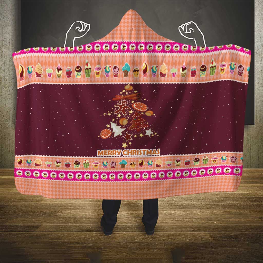 Christmas Cookie Hooded Blanket with Gingerbread Tree Candy Ornaments and Sweet Treat Pattern - Wonder Print Shop