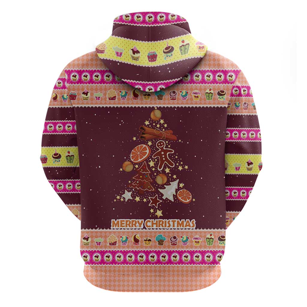 Christmas Cookie Hoodie with Gingerbread Tree Candy Ornaments and Sweet Treat Pattern - Wonder Print Shop
