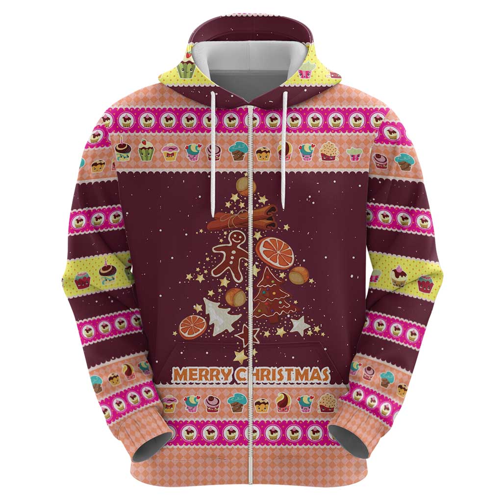 Christmas Cookie Hoodie with Gingerbread Tree Candy Ornaments and Sweet Treat Pattern - Wonder Print Shop