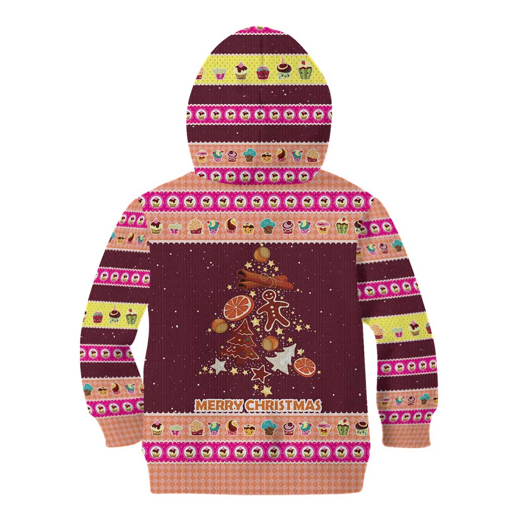 Christmas Cookie Kid Hoodie with Gingerbread Tree Candy Ornaments and Sweet Treat Pattern - Wonder Print Shop