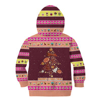 Christmas Cookie Kid Hoodie with Gingerbread Tree Candy Ornaments and Sweet Treat Pattern - Wonder Print Shop