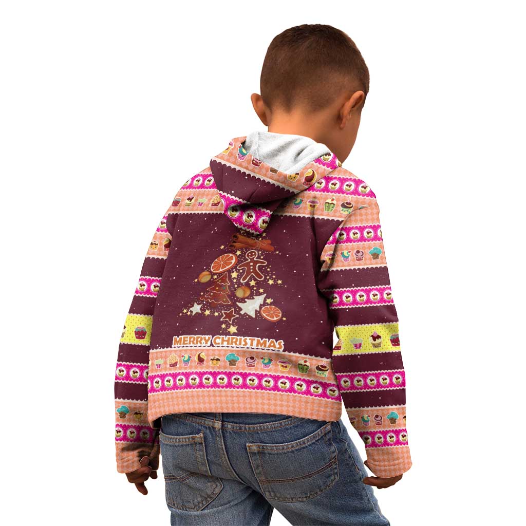 Christmas Cookie Kid Hoodie with Gingerbread Tree Candy Ornaments and Sweet Treat Pattern - Wonder Print Shop