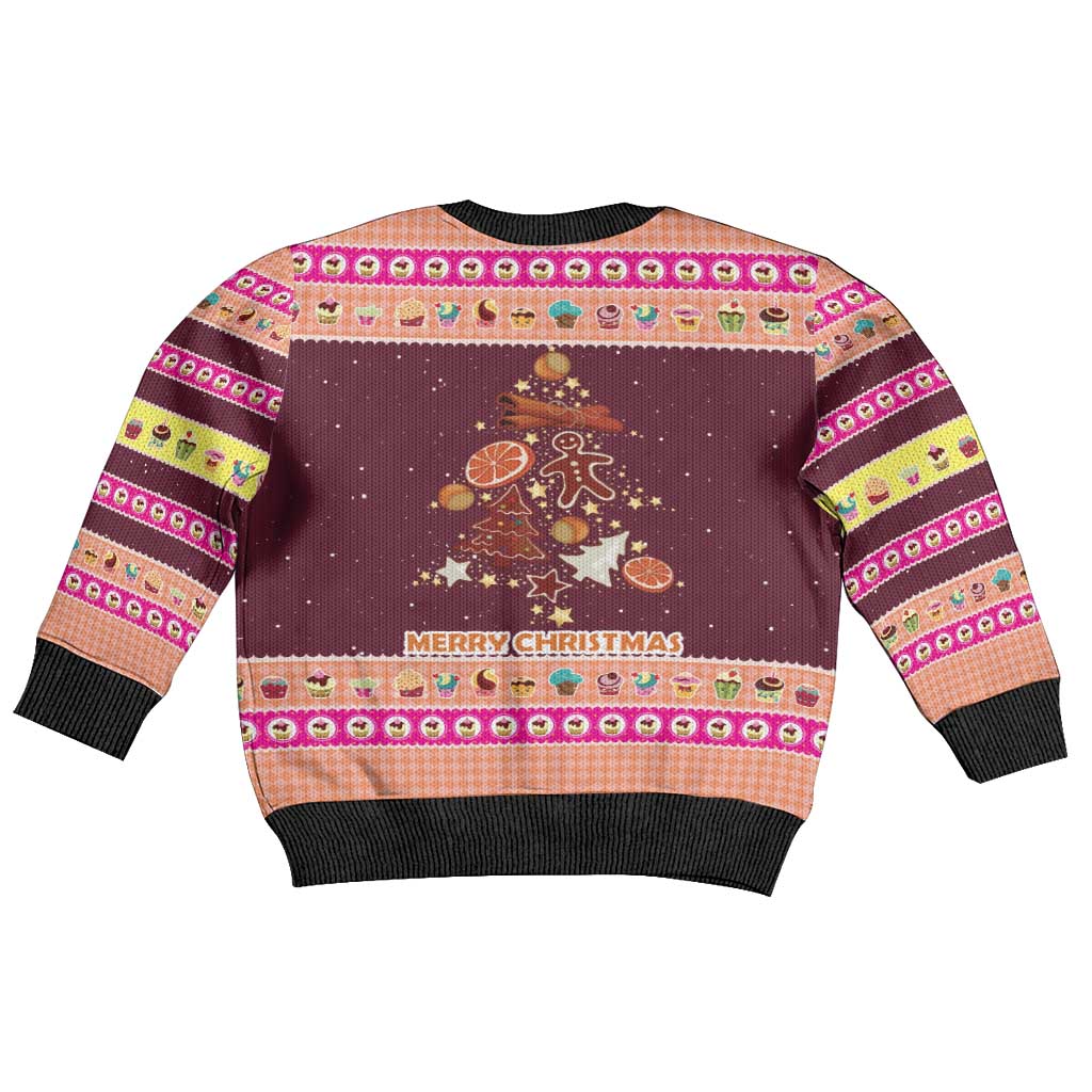 Christmas Cookie Kid Ugly Christmas Sweater with Gingerbread Tree Candy Ornaments and Sweet Treat Pattern - Wonder Print Shop
