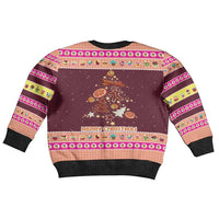 Christmas Cookie Kid Ugly Christmas Sweater with Gingerbread Tree Candy Ornaments and Sweet Treat Pattern - Wonder Print Shop