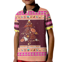 Christmas Cookie Kid Polo Shirt with Gingerbread Tree Candy Ornaments and Sweet Treat Pattern - Wonder Print Shop