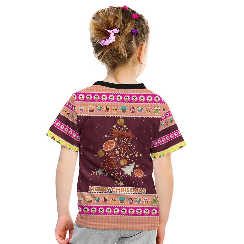 Christmas Cookie Kid T Shirt with Gingerbread Tree Candy Ornaments and Sweet Treat Pattern - Wonder Print Shop