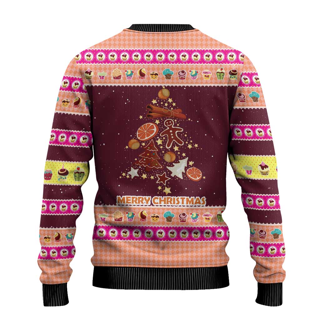 Christmas Cookie Ugly Christmas Sweater with Gingerbread Tree Candy Ornaments and Sweet Treat Pattern - Wonder Print Shop