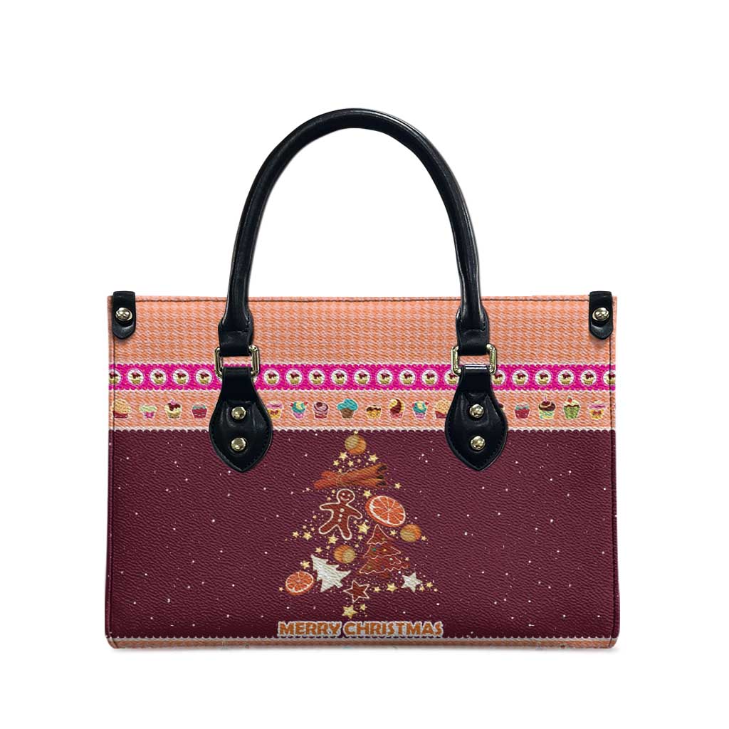 Christmas Cookie Leather Bag with Gingerbread Tree Candy Ornaments and Sweet Treat Pattern - Wonder Print Shop