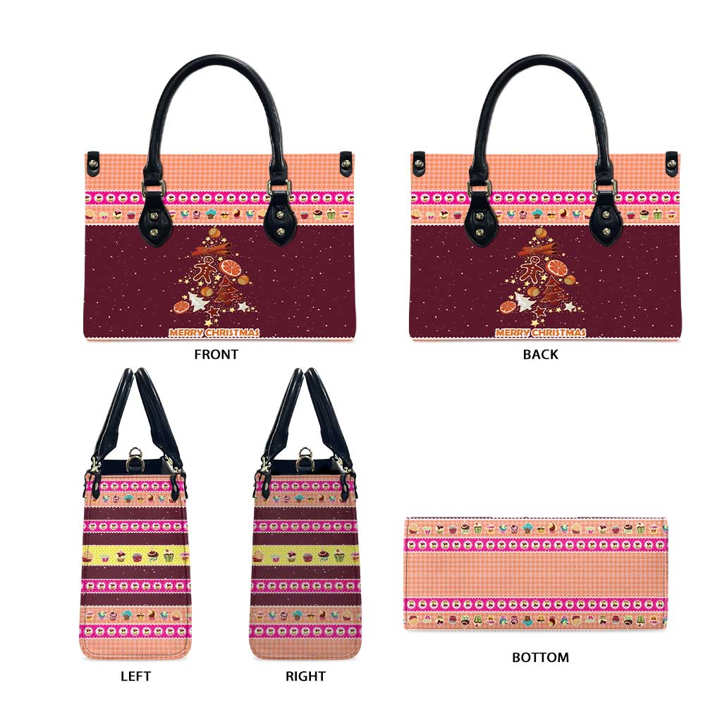 Christmas Cookie Leather Bag with Gingerbread Tree Candy Ornaments and Sweet Treat Pattern - Wonder Print Shop