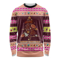 Christmas Cookie Long Sleeve Shirt with Gingerbread Tree Candy Ornaments and Sweet Treat Pattern - Wonder Print Shop