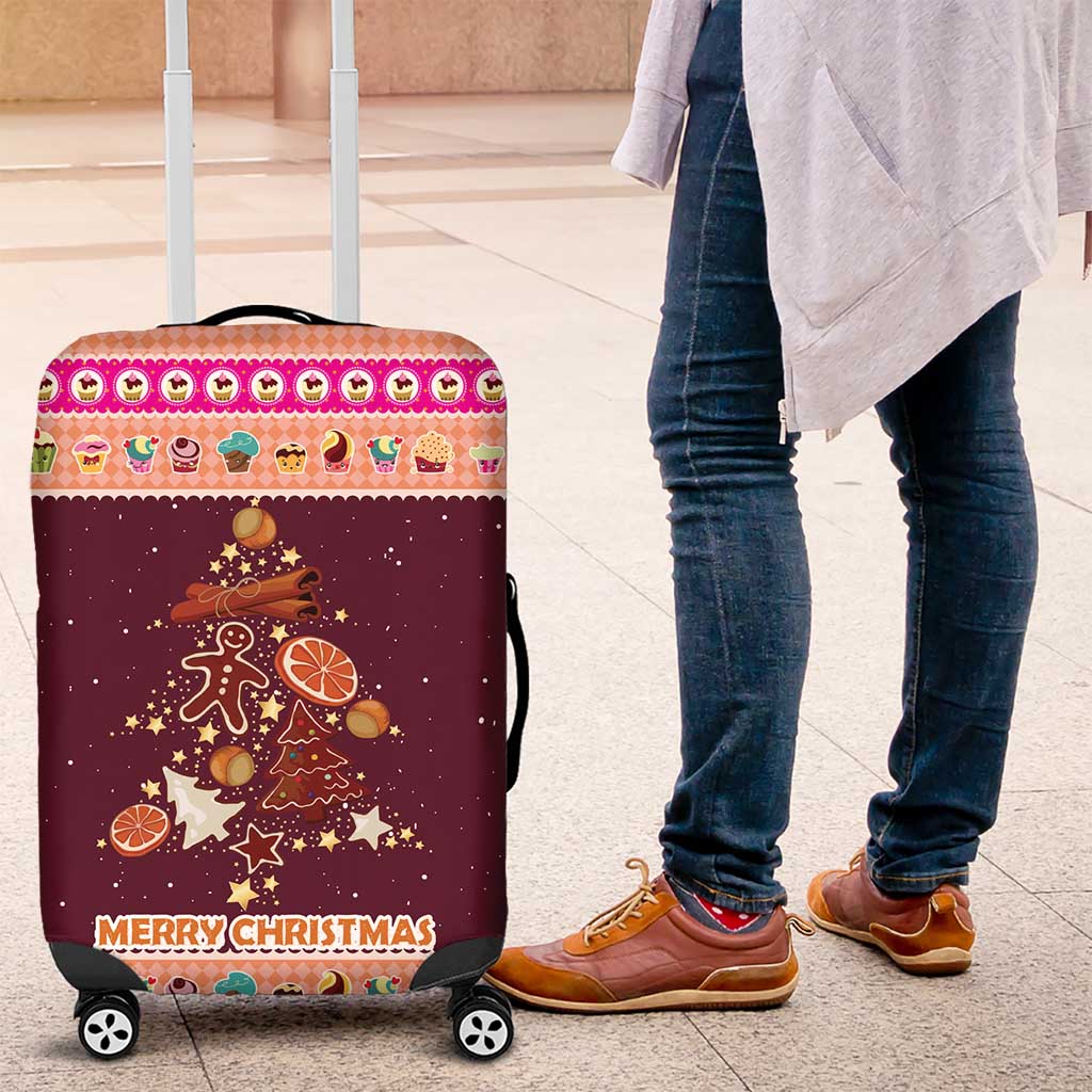 Christmas Cookie Luggage Cover with Gingerbread Tree Candy Ornaments and Sweet Treat Pattern - Wonder Print Shop