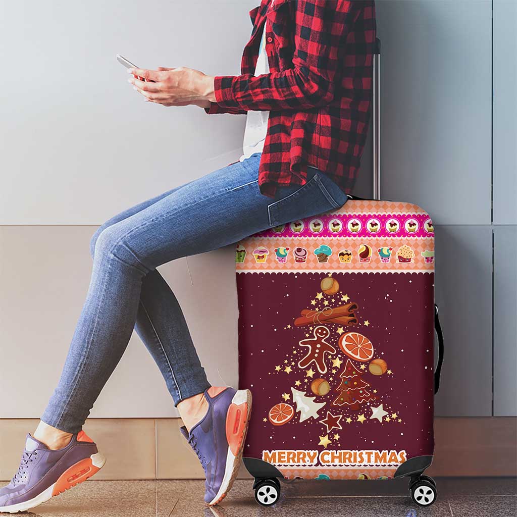 Christmas Cookie Luggage Cover with Gingerbread Tree Candy Ornaments and Sweet Treat Pattern - Wonder Print Shop