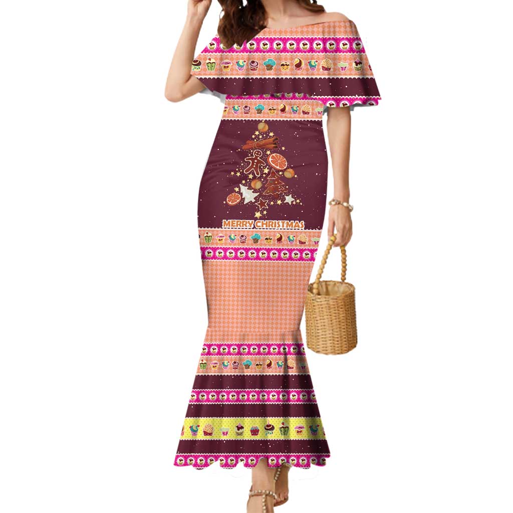 Christmas Cookie Mermaid Dress with Gingerbread Tree Candy Ornaments and Sweet Treat Pattern - Wonder Print Shop