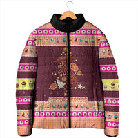 Christmas Cookie Padded Jacket with Gingerbread Tree Candy Ornaments and Sweet Treat Pattern - Wonder Print Shop