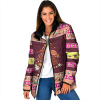 Christmas Cookie Padded Jacket with Gingerbread Tree Candy Ornaments and Sweet Treat Pattern - Wonder Print Shop