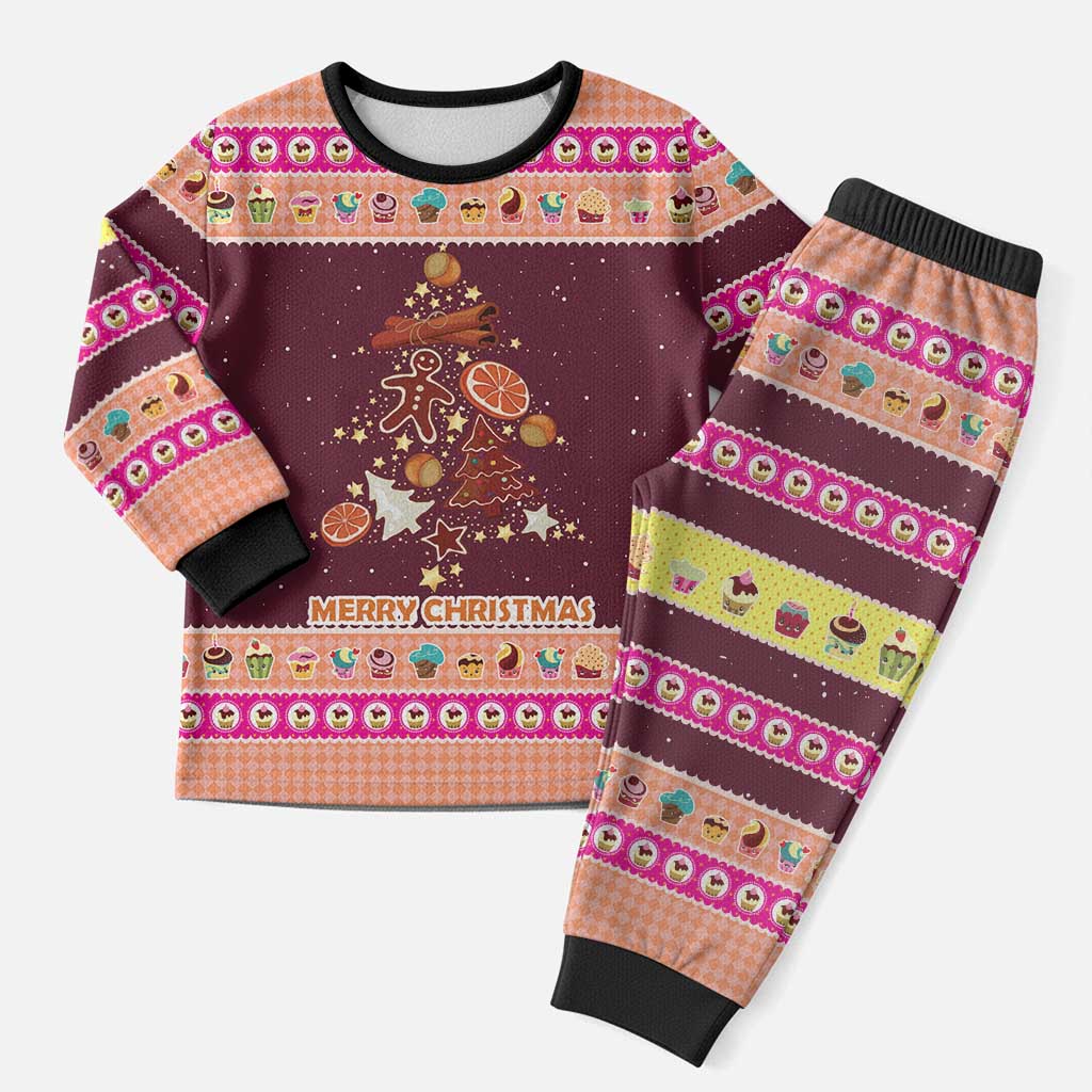 Christmas Cookie Christmas Pajama Set with Gingerbread Tree Candy Ornaments and Sweet Treat Pattern - Wonder Print Shop