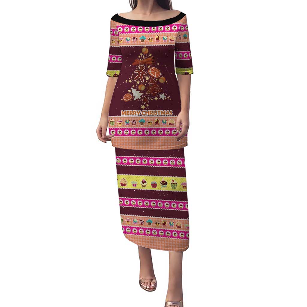 Christmas Cookie Puletasi with Gingerbread Tree Candy Ornaments and Sweet Treat Pattern - Wonder Print Shop