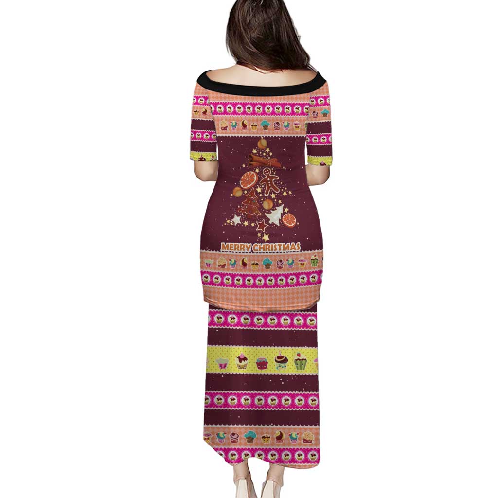 Christmas Cookie Puletasi with Gingerbread Tree Candy Ornaments and Sweet Treat Pattern - Wonder Print Shop