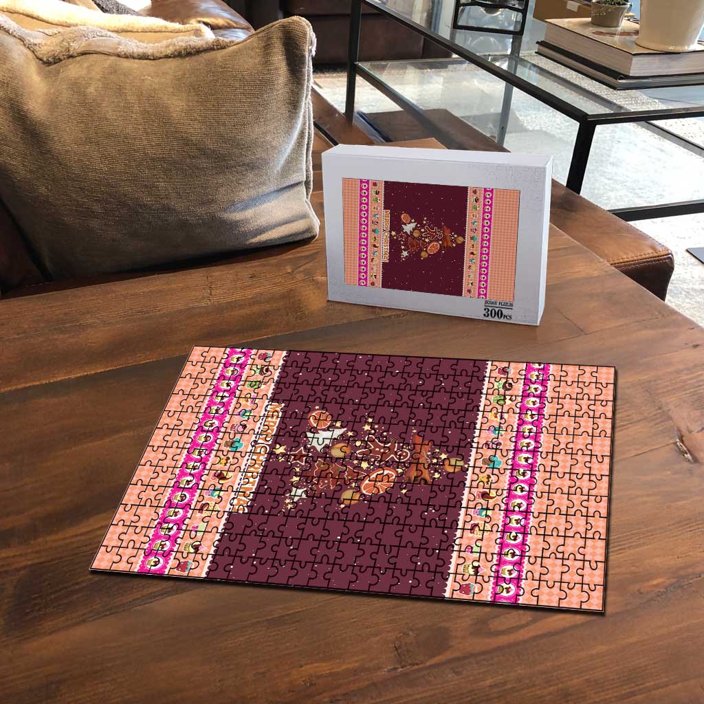 Christmas Cookie Puzzle with Gingerbread Tree Candy Ornaments and Sweet Treat Pattern - Wonder Print Shop