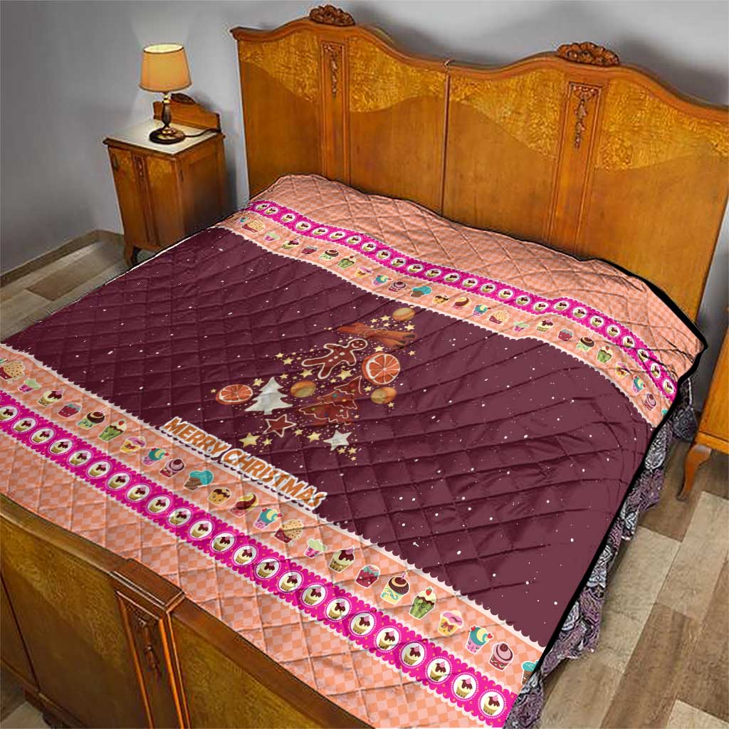 Christmas Cookie Quilt with Gingerbread Tree Candy Ornaments and Sweet Treat Pattern - Wonder Print Shop