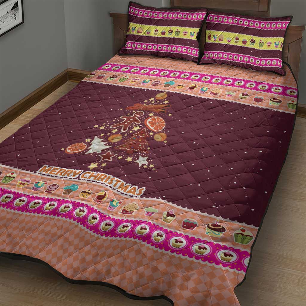 Christmas Cookie Quilt Bed Set with Gingerbread Tree Candy Ornaments and Sweet Treat Pattern - Wonder Print Shop