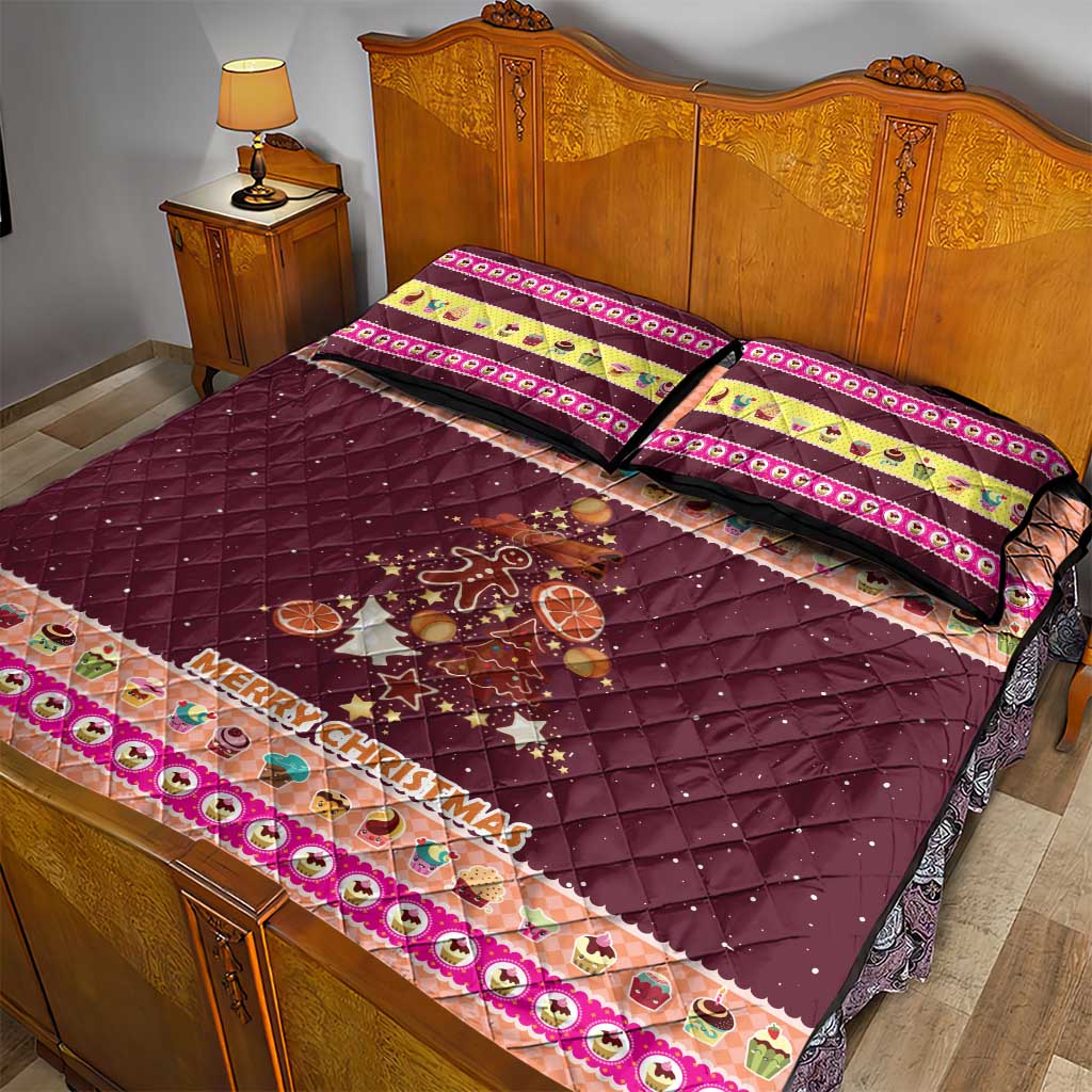 Christmas Cookie Quilt Bed Set with Gingerbread Tree Candy Ornaments and Sweet Treat Pattern - Wonder Print Shop