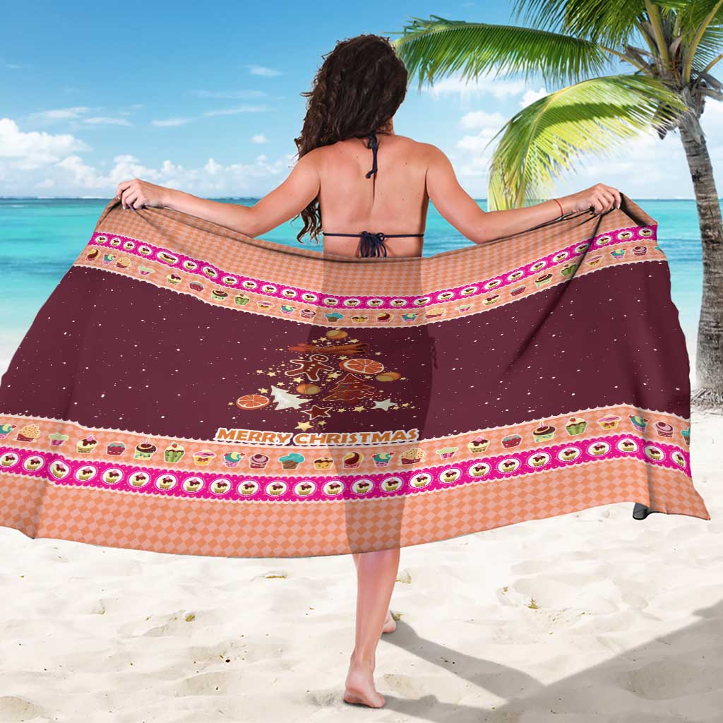 Christmas Cookie Sarong with Gingerbread Tree Candy Ornaments and Sweet Treat Pattern - Wonder Print Shop