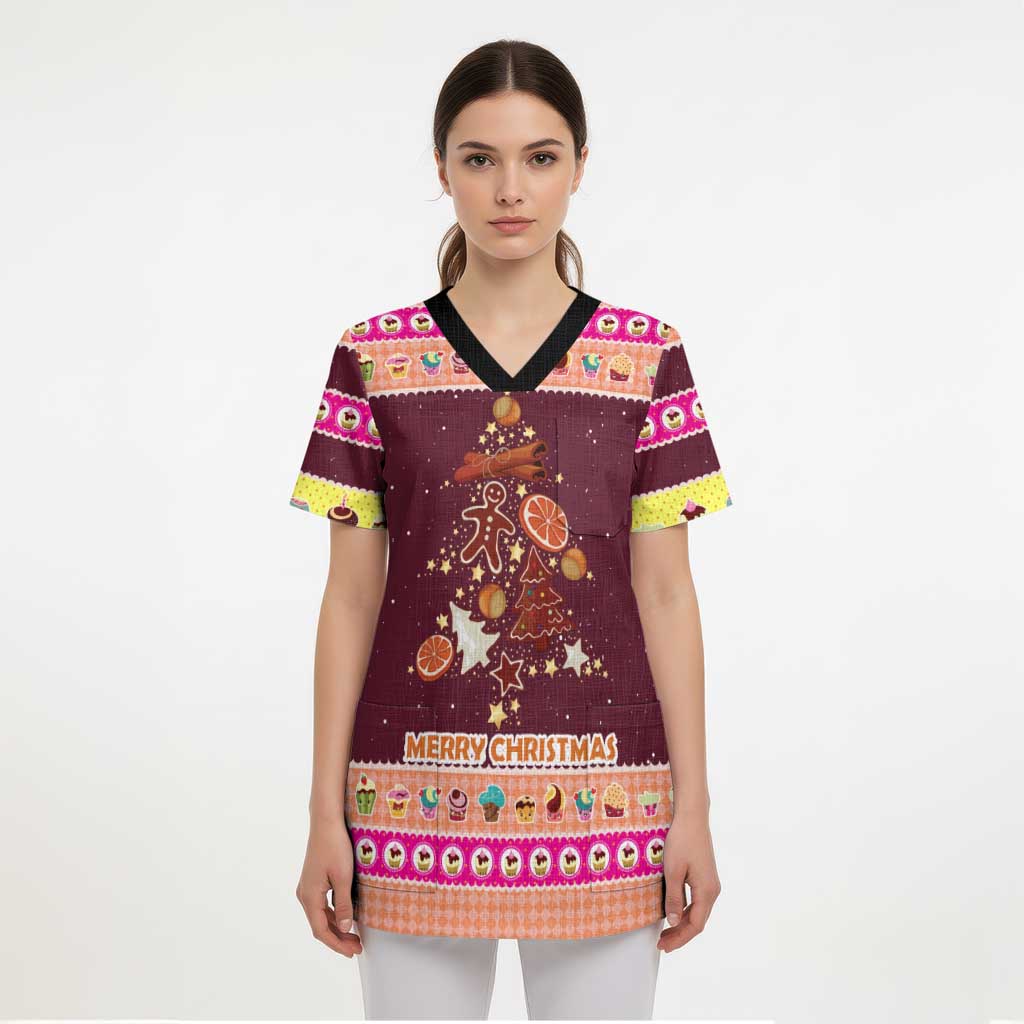 Christmas Cookie Scrub Top with Gingerbread Tree Candy Ornaments and Sweet Treat Pattern - Wonder Print Shop
