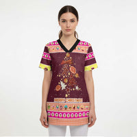 Christmas Cookie Scrub Top with Gingerbread Tree Candy Ornaments and Sweet Treat Pattern - Wonder Print Shop